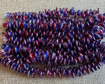 Fuchsia Grape Mirror Reflection Top Drilled Lentil Beads, 6mm, Single Hole, Top Drilled Lentil Beads, 50 Pieces Per Strand