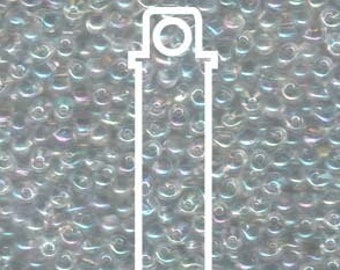 3.4mm Miyuki Drop Beads, 3.4mm Transparent Crystal AB, 25g tubes