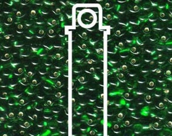3.4mm Miyuki Drop Beads, 3.4mm Transparent Silver Lined Green, 25g tubes