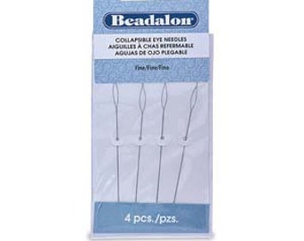 Beadalon FINE Collapsible Eye Needles, 4 Needles Per Pack, 2.5 Inches