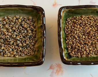 Brown Tan Matte Picasso Miyuki Size 6 and Size 8 Seed Beads, Opaque Brown Picasso, Round Picasso Seed Beads, Color 4517