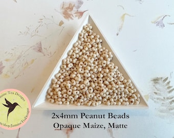Opaque Maize, Matte, Peanut Beads, 2x4mm Peanut Beads, Matsuno Peanut Beads, 32 grams, 6 Inch Tubes, Matte Finish