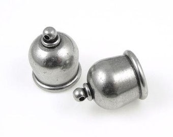 Oxidized Tin Plated, 10mm Taj End Caps Set, 2 Pieces, Tierra Cast Taj End Caps, 10mm Antique Silver Cord Ends