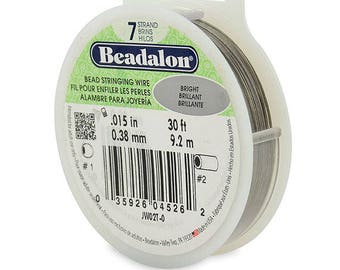 Beadalon Bead Stringing Wire, 7 Strand, .015 inches, 30' Spool, Bright