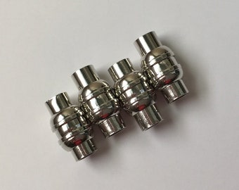 Silver 5mm Magnetic End Caps, 5mm Magnetic Cord Ends, 5mm Magnetic Kumihimo Clasps, 5mm Leather Magnetic Clasps