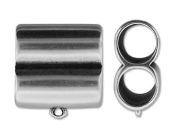 Antique Silver Double Tube Bail, Over All Measurement 28X26MM, Interior Diameter 10MM, Great For Large Fiber Or Beaded Braids