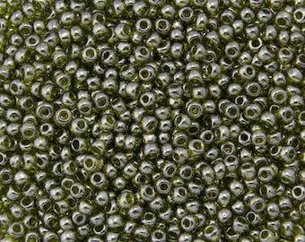 TOHO Size 6/o Round Seed Beads, Color Number 457c Gold Luster Green Tea, 8 to 9 grams per 2.5 Inch Tube