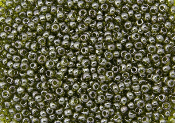 TOHO Size 6/o Round Seed Beads, Color Number 457c Gold Luster Green Tea, 8 to 9 grams per 2.5 Inch Tube