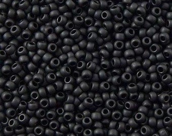 TOHO Size 11 Opaque Frosted Jet Size 11/o Seed Beads, Toho Round Seed Beads, Color 49F, 2.5 Inch Tubed