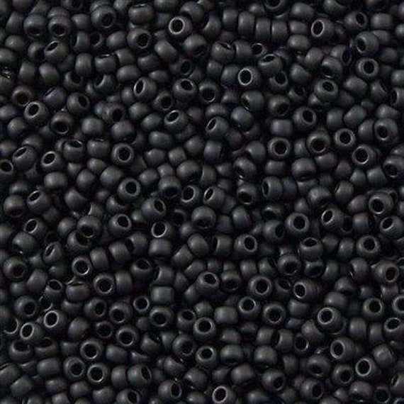TOHO Size 11 Opaque Frosted Jet Size 11/o Seed Beads, Toho Round Seed Beads, Color 49F, 2.5 Inch Tubed