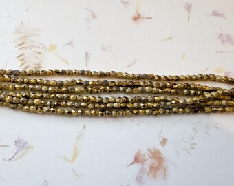 4mm Topaz Crystal Etched Fire Polish Beads, Faceted 4mm Fire Polish Beads, 50 Beads Per Strand