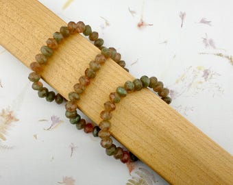 9x6mm Faceted Rondelle, Pink Mint Mix, Opaque Transparent
