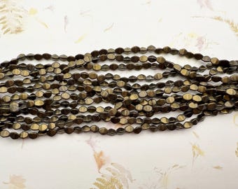Antique Gold Pinch Beads for Kumihimo (5x3mm, 50/Strand)