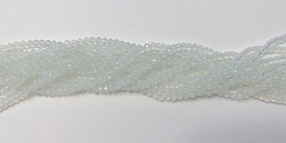 Moonstone 4mm Faceted Crystal Rondels, 140 High Quality Chinese Crystals Per Strand