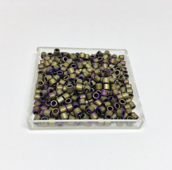 TOHO Matte Metallic Iris Brown Treasure Beads, Cylinder 3.3mm Treasure Beads, TOHO Color 614, 3 Inch Tube