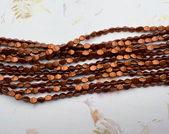 Matte Metallic Antique Copper, Pinch Beads, 5x3mm Pinch Beads, 50 Pinch Beads Per Strand