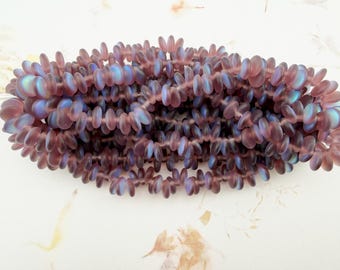 6mm Amethyst Czech Glass Lentil Beads, Matte AB, Single Hole, Top Drilled