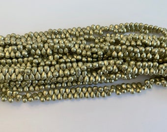 4x6mm Lime Light Tear Drop Beads, Color Trends Saturated Metallic Lime Light, 100 Teardrops Per Strand