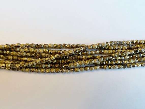 4mm Topaz Crystal Etched Fire Polish Beads, Faceted 4mm Fire Polish Beads, 50 Beads Per Strand