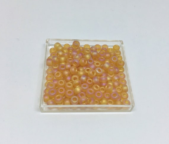 Miyuki Size 6 Seed Beads, Matte Transparent Topaz AB, 133FR, 3 Inch Tube About 15g