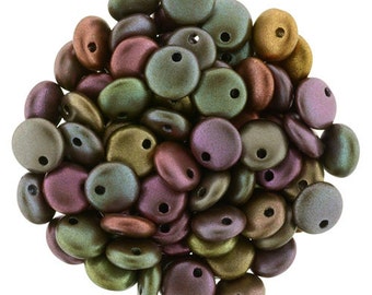 6mm,  Matte Metallic Bronze Iris, 50 Per Strand, Single Hole, Top Drilled