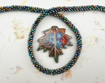 XAZ Raku Leaf Pendant, Maple Leaf, 58mm
