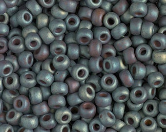 Miyuki Size 6 Seed Beads, Color Number 2333, Matte Metallic Blue Slate Gold Iris, 5 Inch Tube About 22g