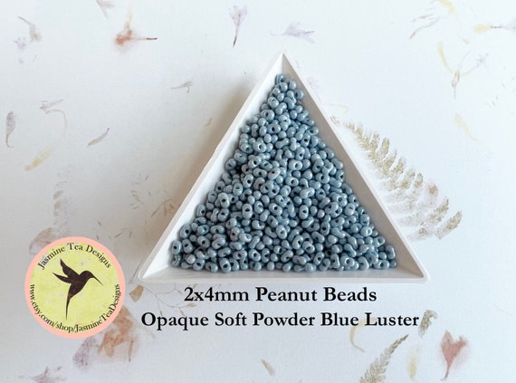 Opaque Soft Powder Blue, Luster Peanut Beads, 2x4mm Peanut Beads, Matsuno Peanut Beads, 30 grams, 6 Inch Tubes, Luster Finish