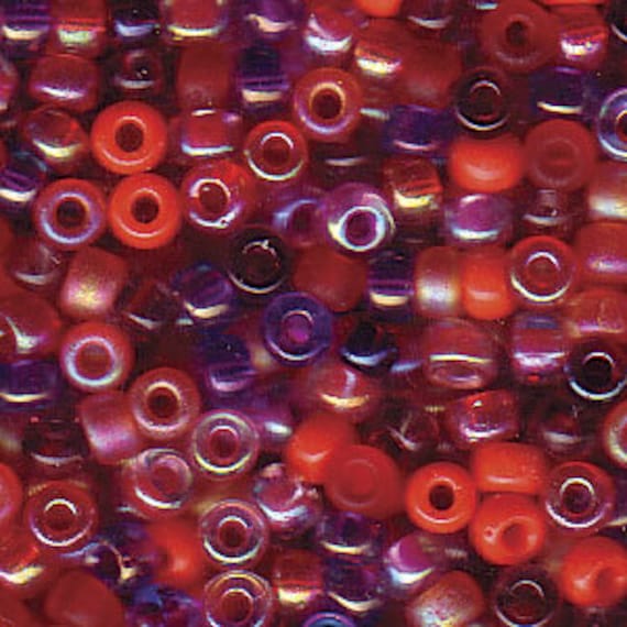 Miyuki Melon Berry Blend, Size 8 Seed Bead Mix in Orange, Plum and Purple Tones, Miyuki Seed Bead Mix, 5 Inch Tubes, 22 Grams