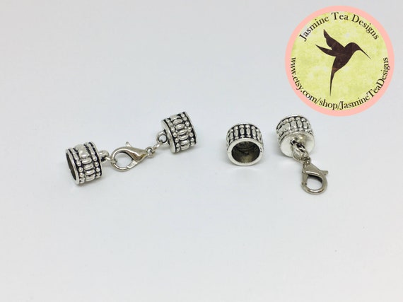 8mm Antique Silver Zinc Alloy End Caps With Lobster Claw Clasp, Carved End Caps, 8mm Opening, Kumihimo Closures