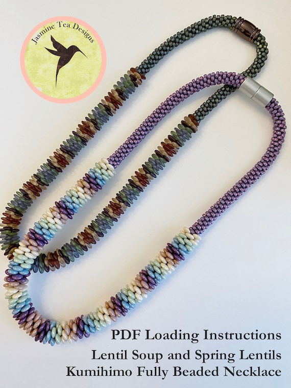 PDF Kumihimo Loading Instructions, Lentil Soup Beaded Kumihimo Necklace, 19 Inch Necklace, Z Spiral, Yatsu Kongoh Gumi, Instant Download