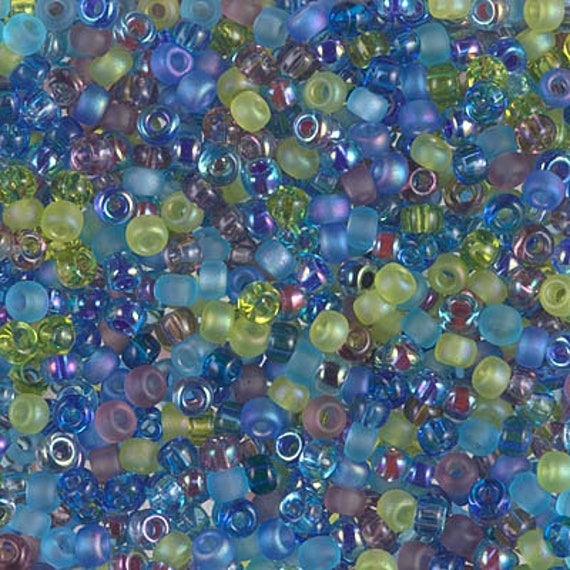 Miyuki Prairie Blend, Size 8 Seed Bead Mix in Blue, Brown and Green Tones, Miyuki Seed Bead Mix, 5 Inch Tubes, 22 Grams