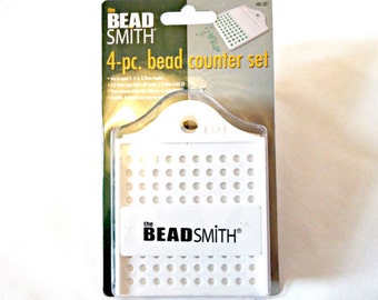 Bead Counting Set, Set Of Four Bead Counting Trays With Sliding Dividers, Sizes 3, 4, 6 And 8 Millimeter Beads