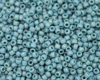 TOHO Size 11 Semi Glazed Rainbow Turquoise Seed Beads, Size 11/o Round, TOHO Color 2634F Seed Beads In 2.5 Inch Tubes