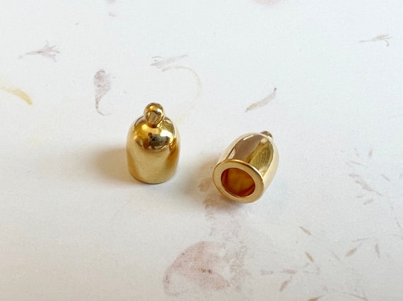 Gold Plated Bullet End Caps, 5mm End Caps,  5mm End Cap Set, 2 Piece Set, Cord Ends for Kumihimo, Leather and Tassels, End Caps