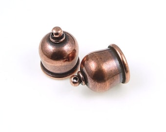 Antique Copper 8mm Taj End Caps Set, 2 Pieces, Tierra Cast Taj End Caps, 8mm Antique Copper Cord Ends