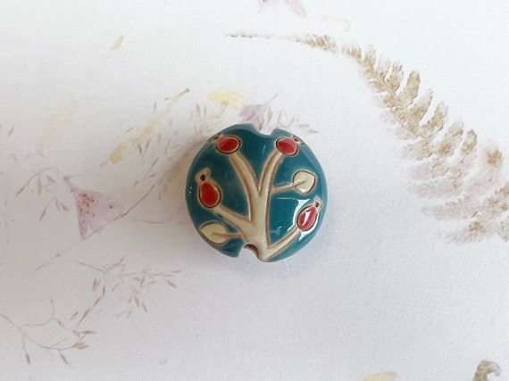 Budding Branches, Golem Medium Lentils, Hand Made Artisan Ceramic Beads