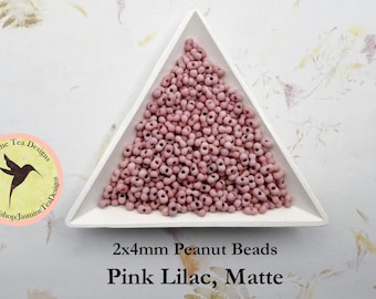 Pink Lilac, Matte Peanut Beads, 2x4mm Peanut Beads, Matsuno Peanut Beads, 32 grams, 6 Inch Tubes, Matte Finish