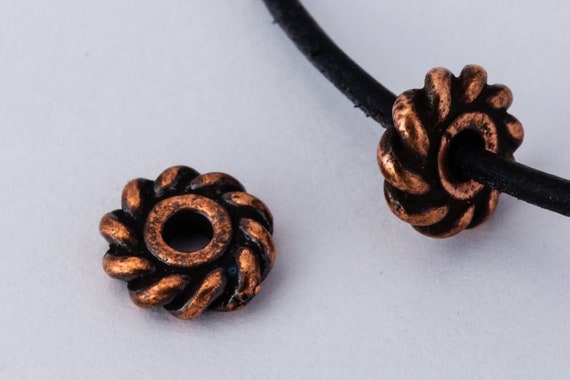 Antique Copper 6mm Twist Heishi Spacer, Tierra Cast Spacer Beads, Antique Copper Plated Pewter, Set Of 10 Pieces