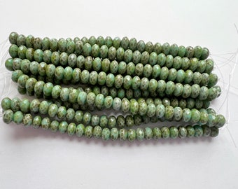 7mm Green Turquoise Picasso Rondelle, 25 Beads Per Strand