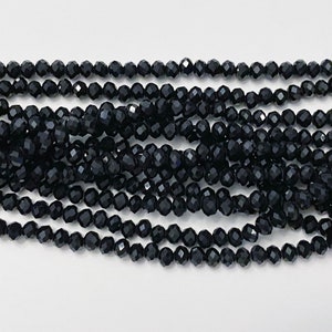 Black Crystal Rondelle Beads: 4mm Faceted Jewelry Making Supplies