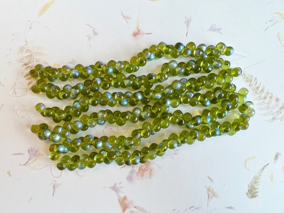 Olive AB 6x5mm Mushroom Beads, 50 Beads Per Strand