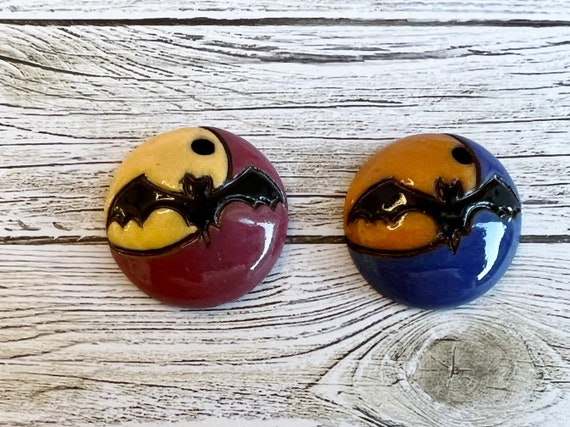 Bats in Flight By Moonlight Beads, Pendant Beads, Earring Beads, Halloween Beads, Two Colors Available