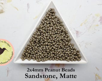 Sandstone, Matte Peanut Beads, 2x4mm Peanut Beads, Matsuno Peanut Beads, 32 grams, 6 Inch Tubes, Matte Finish