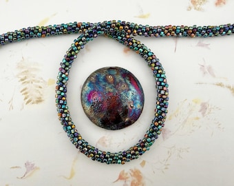 Large Galaxy Raku Cabochon, 43mm Round, Domed