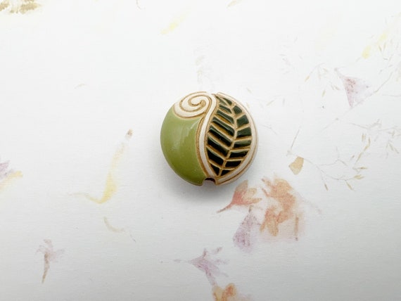 Paisley Leaf Lentil Bead, Pendant Bead, Golem Design Studio Beads, Large Hole Beads For Kumihimo