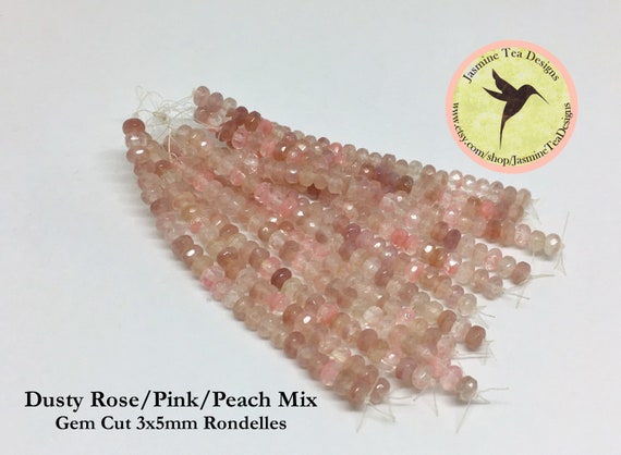 Dusty Rose, Pink And Peach Mix 3mm Crystal Roundels, 25 Chinese Crystals Per Bag