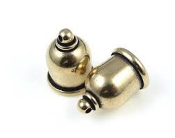 Oxidized Brass, 8mm Taj End Caps Set, 2 Pieces, Tierra Cast Taj End Caps, 8mm Antique Brass Cord Ends