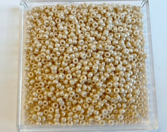 Miyuki Size 11 Light Carmel Ceylon Seed Beads, Miyuki Glass Rocailles Seed Beads, 3 Inch Tubed, Autumn's Luster Opaque Seed Bead