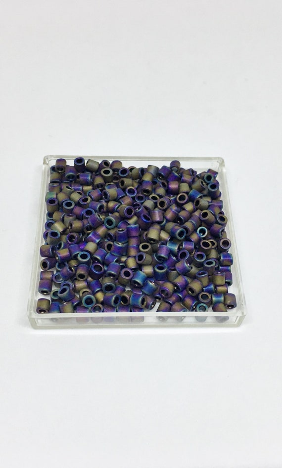 TOHO Matte Metallic Iris Purple Treasure Beads, Cylinder 3.3mm Treasure Beads, TOHO Color A615, 3 Inch Tube